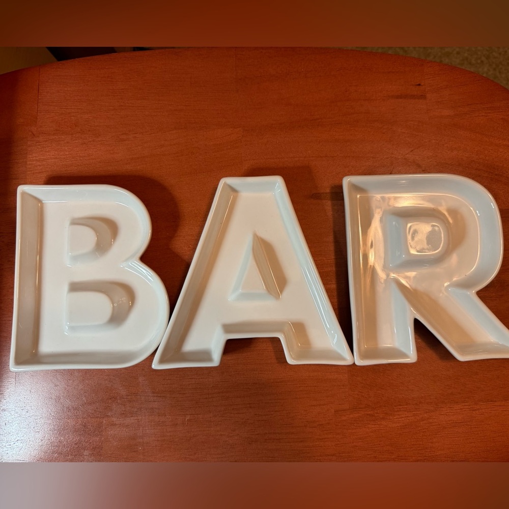 B A R 🍹 3pc porcelain cocktail garnish condiment holder 🍒 🍋 🫒 🍋‍🟩